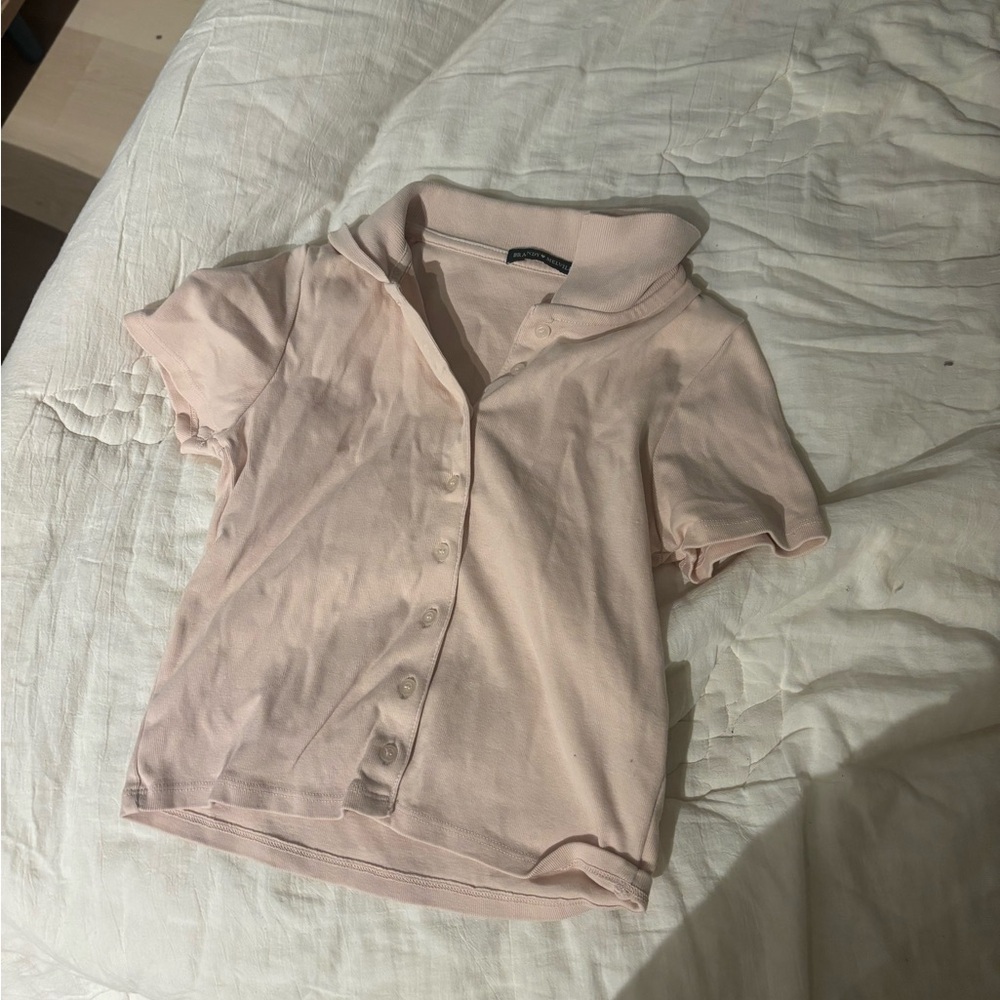 Brandy Melville Light Pink Button-Up Top